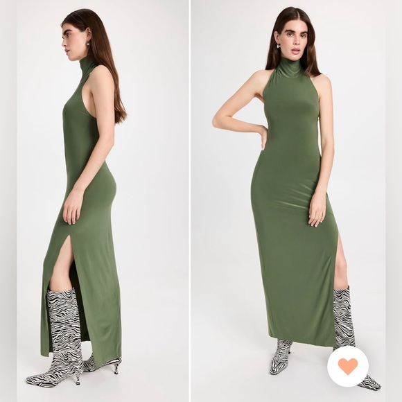 NWT Norma Kamala Halter Turtle Side Slit Gown - Picture 4 of 7